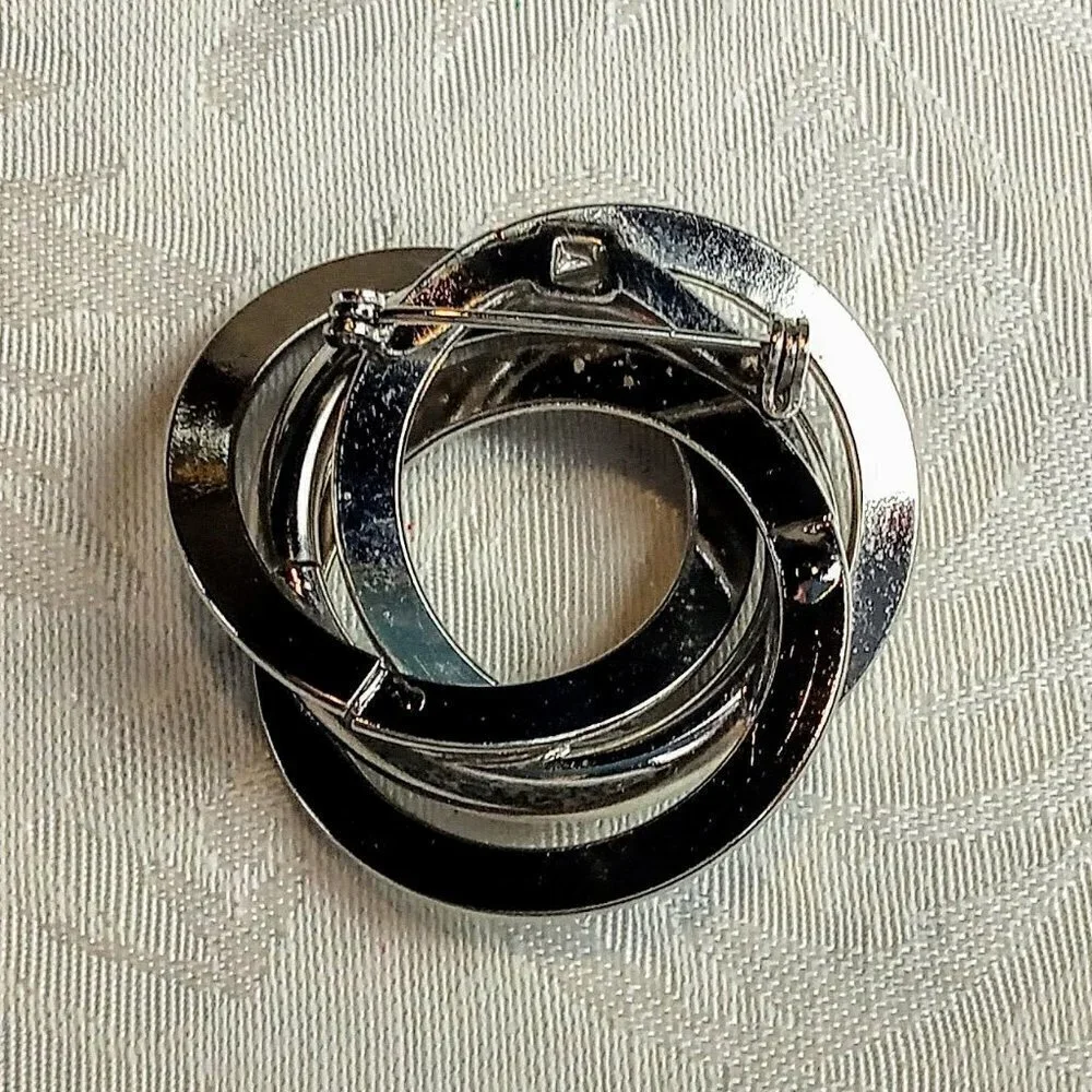Vintage Matte Silver Textured Circle Brooch